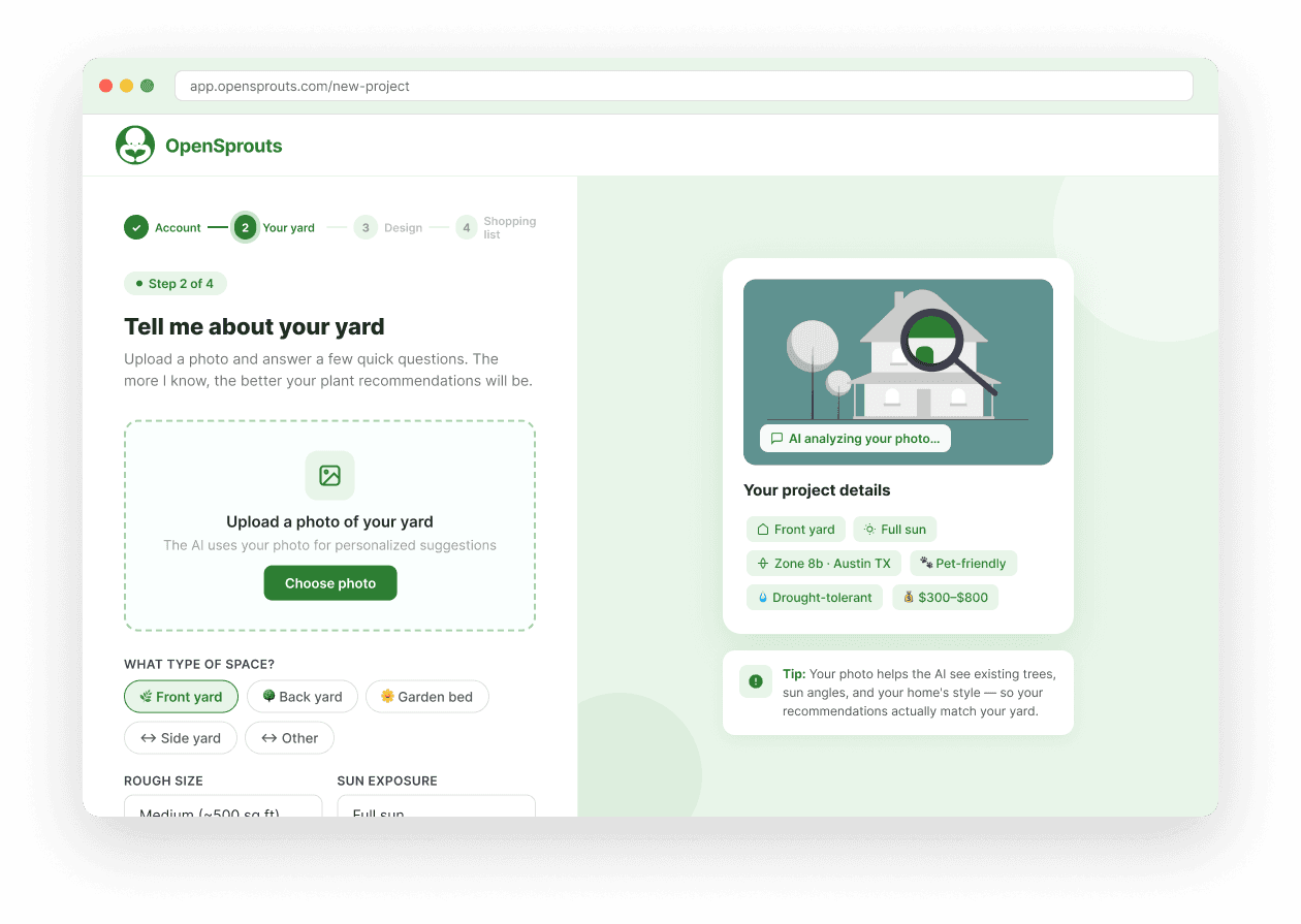 Upload a photo of your house in the OpenSprouts app